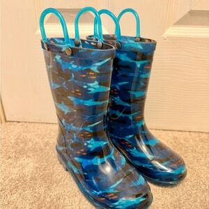 Western Chief Blue Shark Camouflage Kids Rain Boots